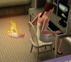 Blurred Baby Sim On Fire meme template