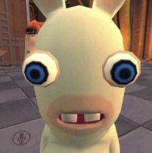Blurred Rayman Raving Rabbids weird eyes meme template