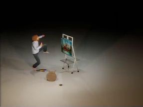 Blurred bob ross kicking painting meme template